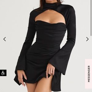 House of CB “Toira” Black Draped Corset Dress